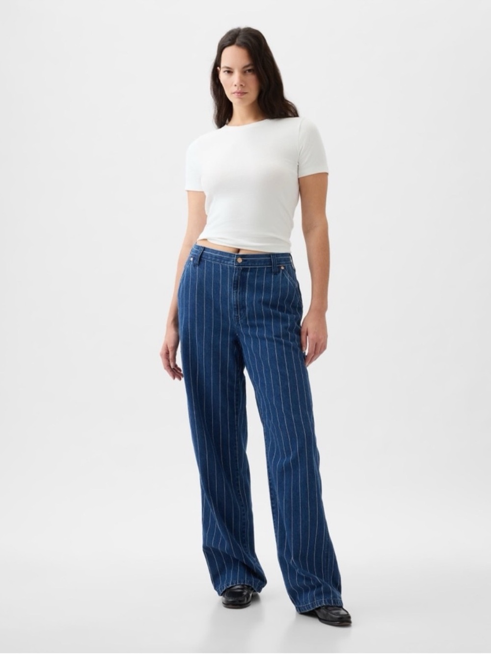 GAP Navy Pinstripe Wide-Leg Jeans